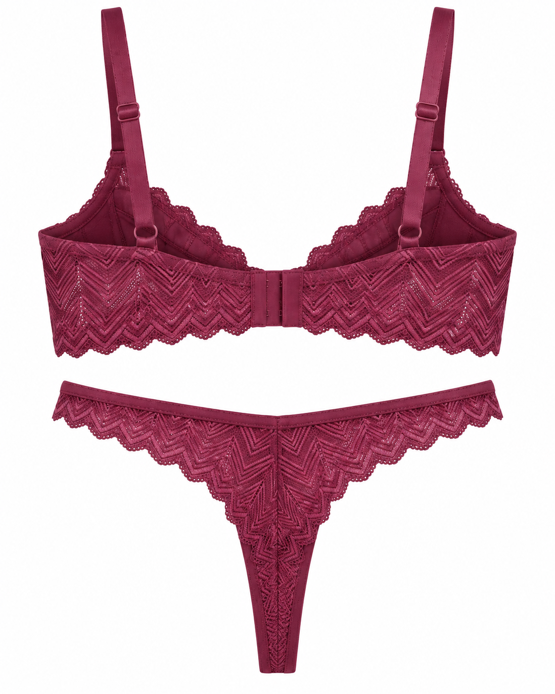 Back of Shona Red Lace Lingerie Set