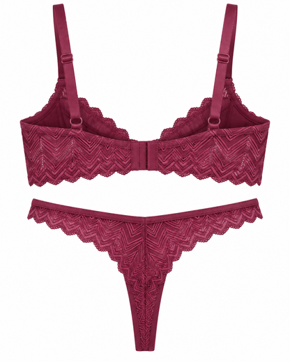 Back of Shona Red Lace Lingerie Set