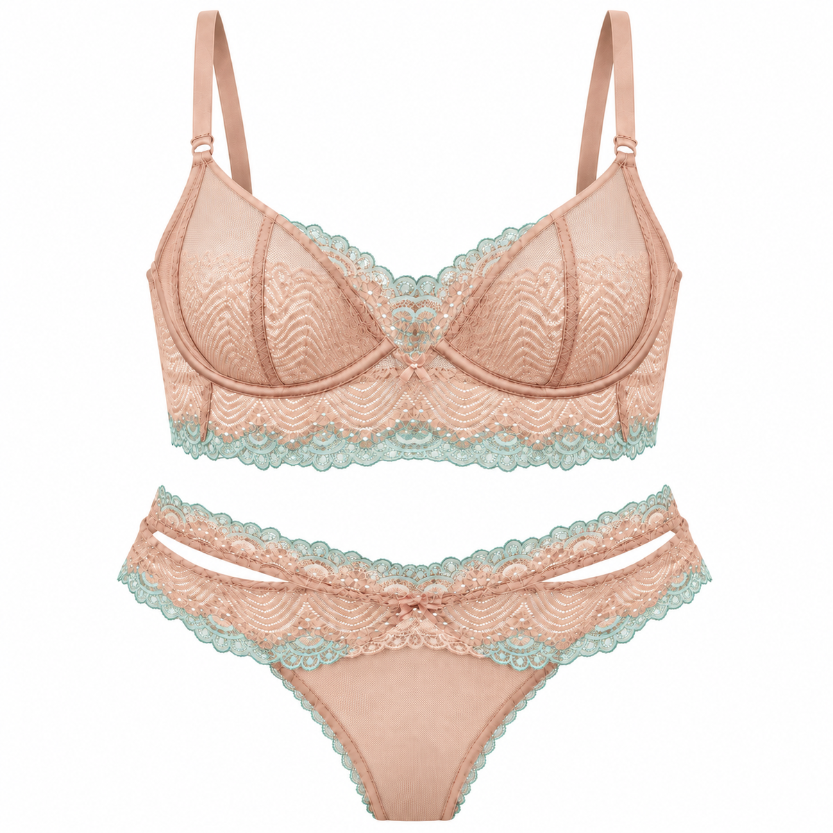 Blush_and_Mint_Lace_Lingerie_Set