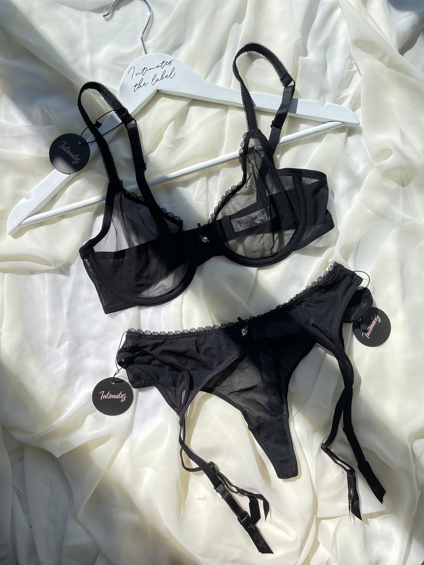 Flattering L’amour Black Sheer G- String and Suspender 