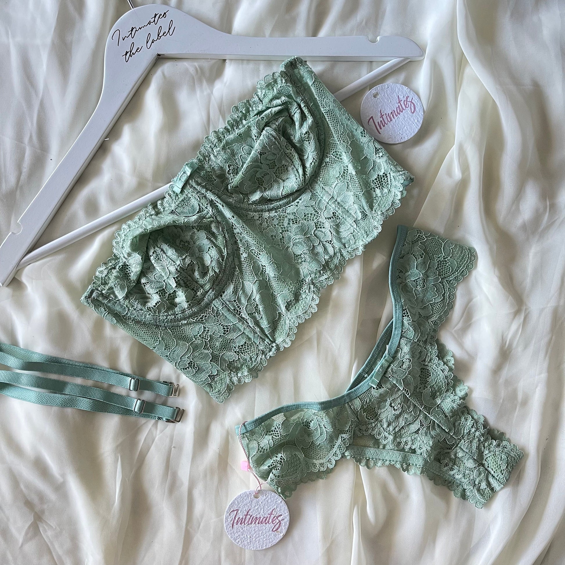 Undone Sweet Bodylace lingerie set featuring delicate lace details and soft fabric, displayed on a model.