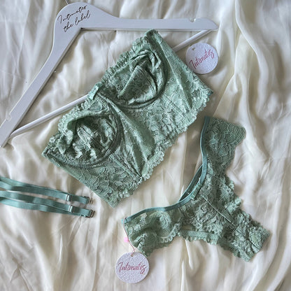 Undone Sweet Bodylace lingerie set featuring delicate lace details and soft fabric, displayed on a model.